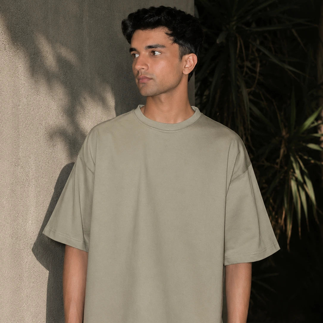 Boxy Fit Heavyweight Tee - Sage Green | krnl